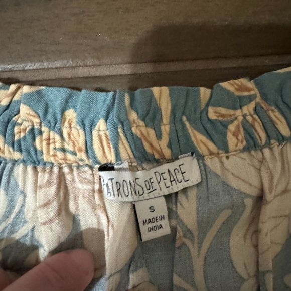 NWT Patrons of Peach Blue Floral Print Smocked Short Sleeve Maxi Dress Small - Picture 9 of 16